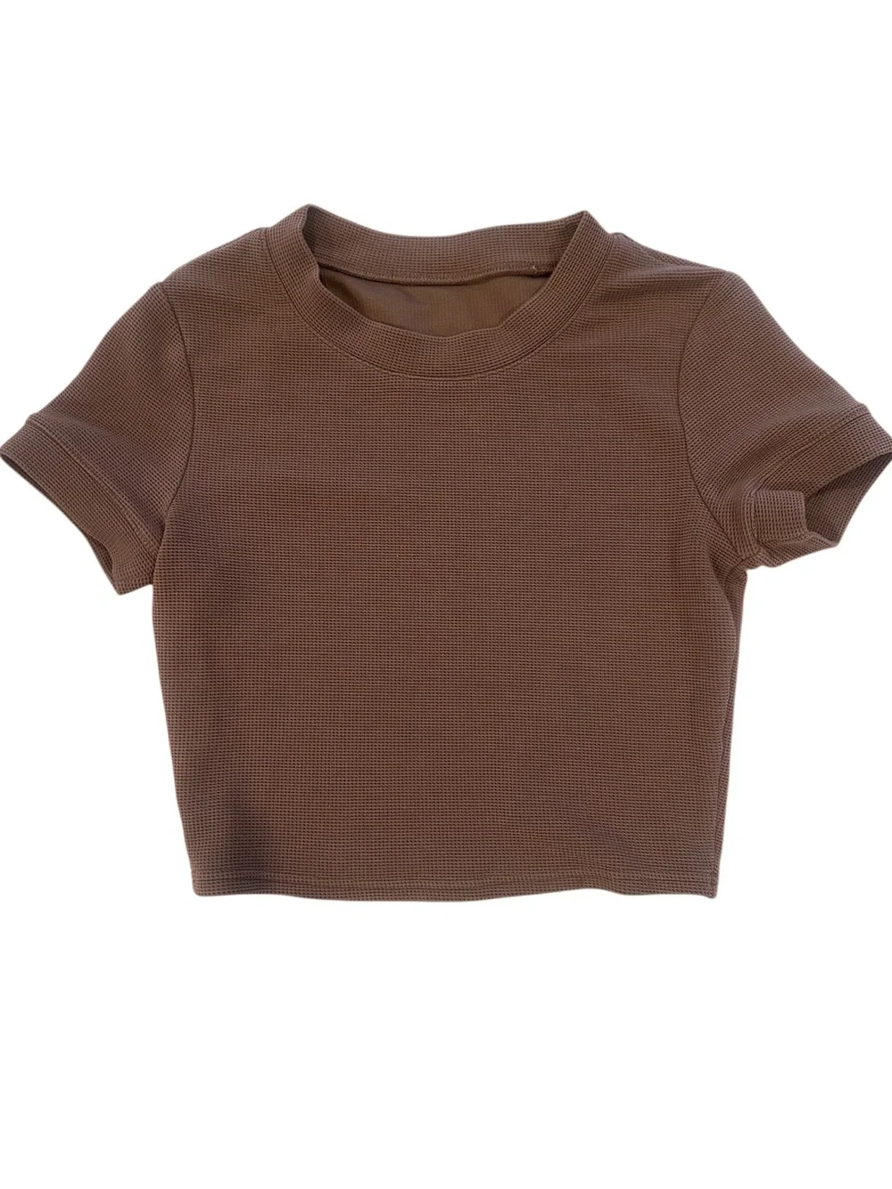 Alo Women's Brown Waffle Crop Top & Pants Set - Picture 2 of 13